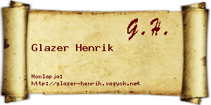 Glazer Henrik névjegykártya